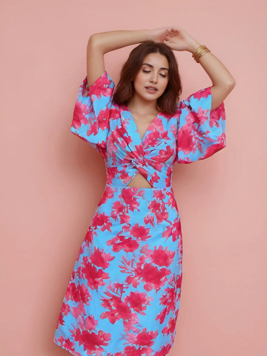 STEPHANY | Abito elegante con scollatura a V e maniche a sbuffo
